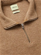 De Bonne Facture - Embroidered Wool-Felt Half-Zip Sweater - Brown