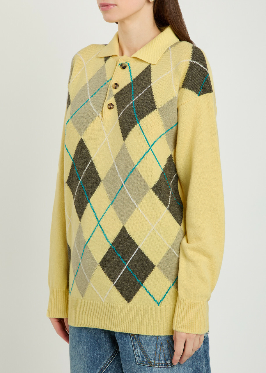 JW Anderson Pringle Argle Wool Polo Jumper Yellow