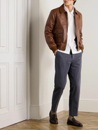 Officine Générale - Gianni Leather Bomber Jacket - Brown