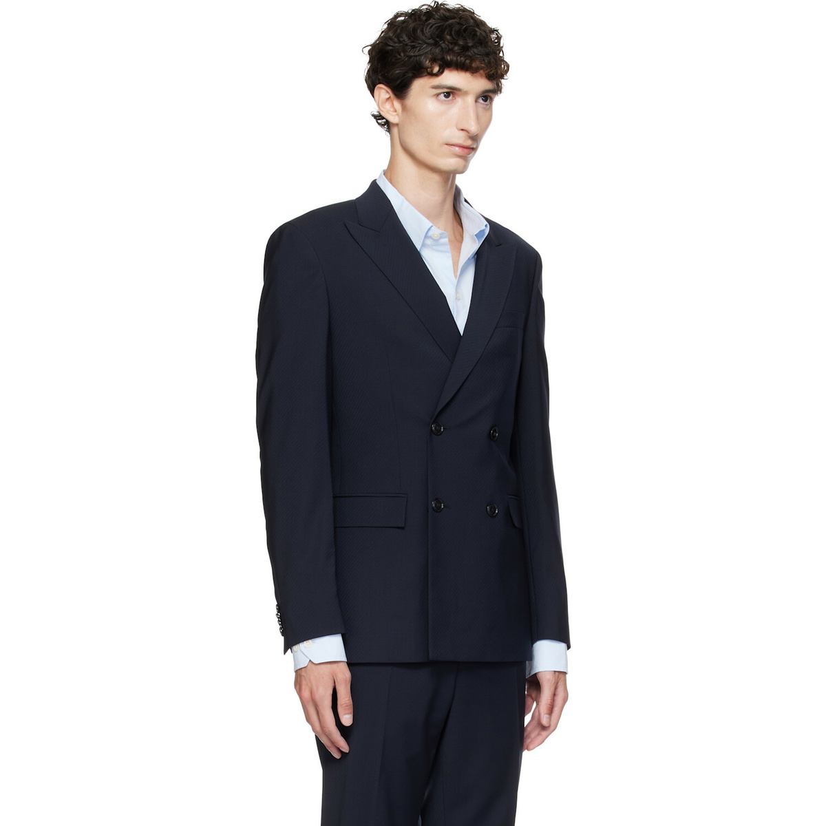 BOSS Navy Double-Breasted Blazer