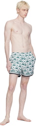 Casablanca Green & White Heart Monogram Swim Shorts