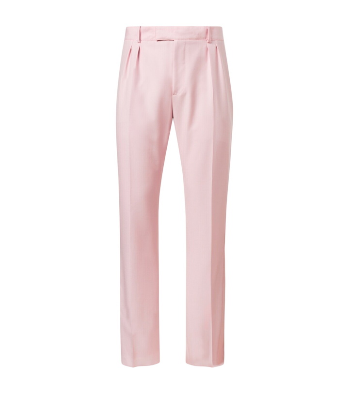 Photo: McQueen Silk-trimmed wool and mohair slim pants