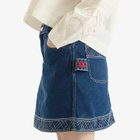 Bode Women's Embroidered Denim Skirt in Indigo