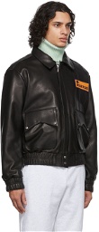 Rhude Black McLaren Edition Leather Pilot Jacket