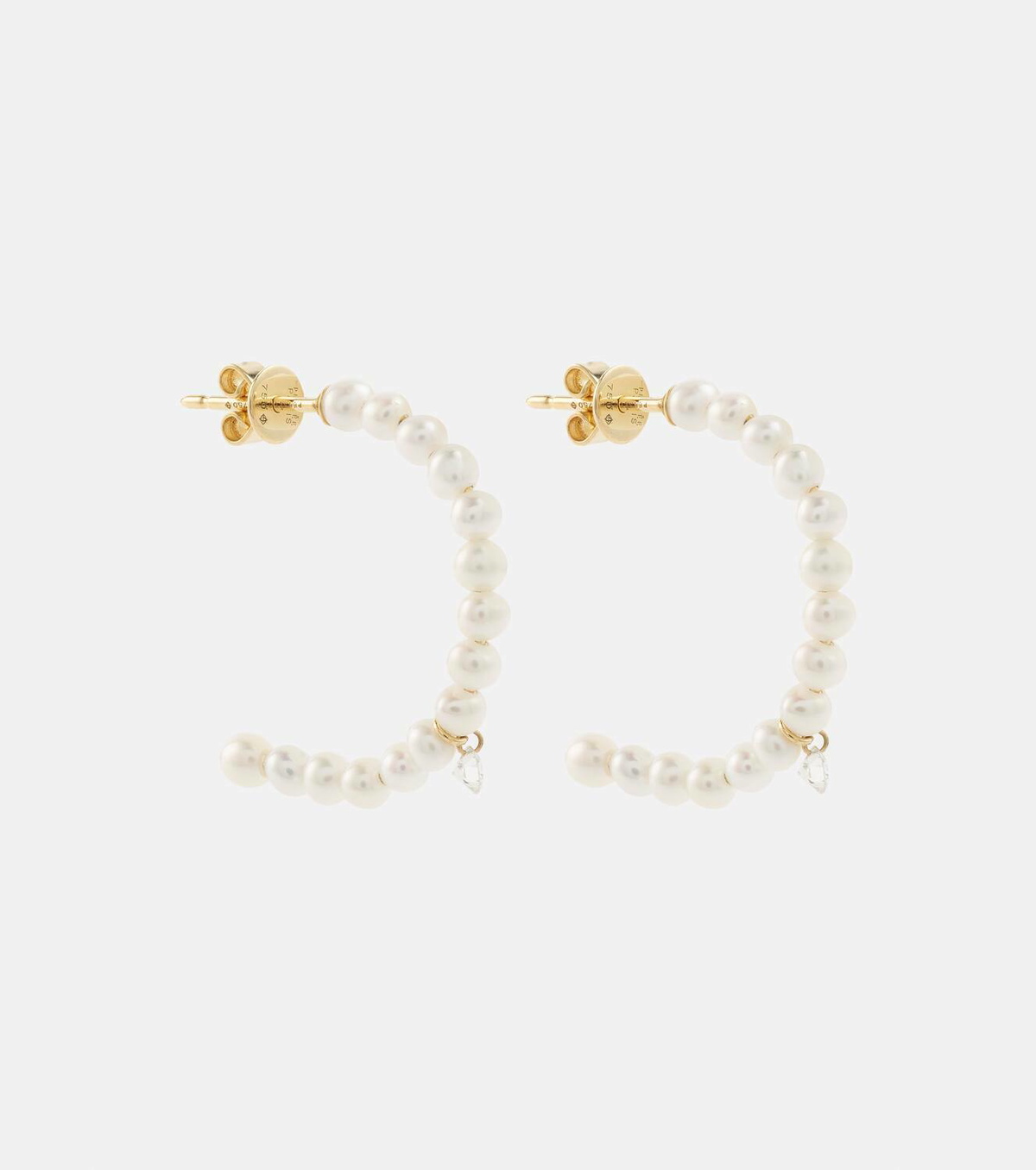 Persée 18kt gold hoop earrings with pearls and diamonds
