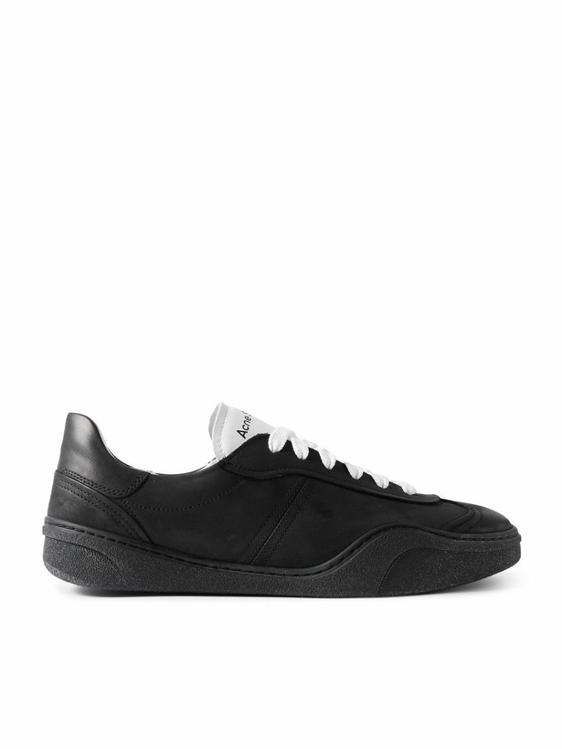Photo: Acne Studios - Bars Leather-Trimmed Nubuck Sneakers - Black