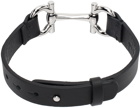 Ferragamo Black Gancini Leather Bracelet