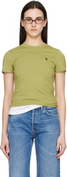 AMI Paris Green Cotton Ami de Coeur Cropped T-shirt