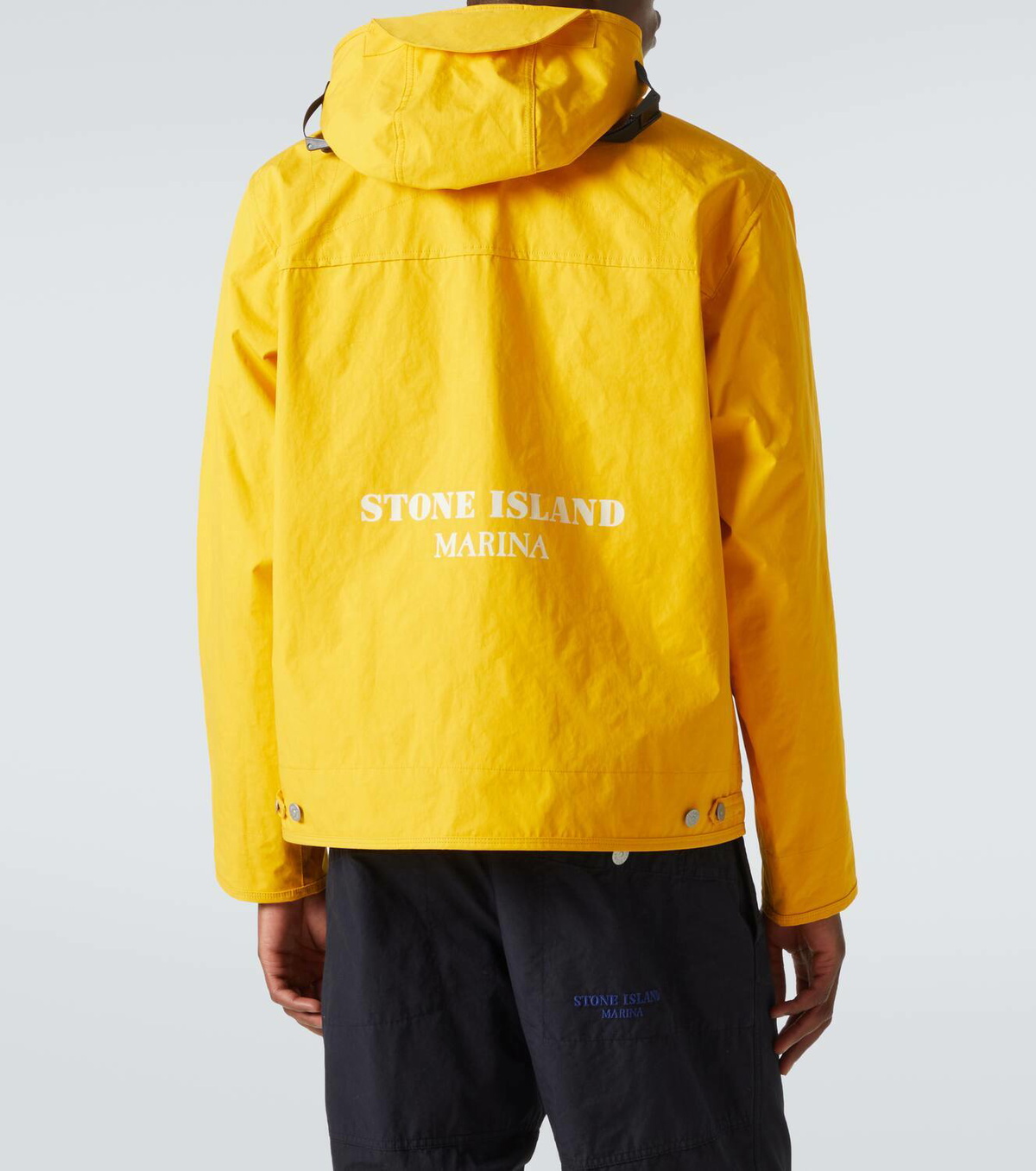 Stone Island Logo laminated cotton poplin raincoat
