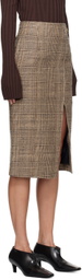 Recto Beige Check Wrapped Midi Skirt