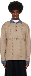 HYEIN SEO Beige Graphic Pique Knit Polo