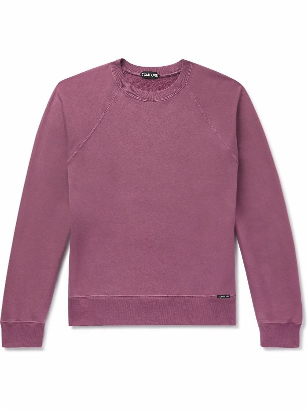 Photo: TOM FORD - Garment-Dyed Cotton-Jersey Sweatshirt - Pink
