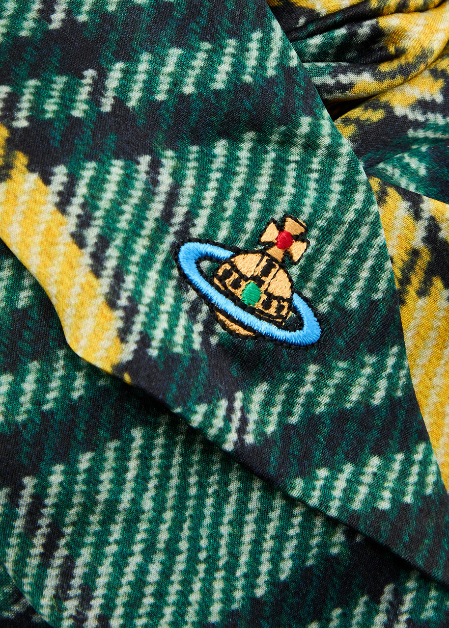 ★Vivienne Westwood★ 25SS ORB Tartan Print Scrunchie 810200 Vivienne Westwood Tartan Orb-embroidered Silk Scrunchie