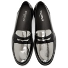 Balmain Black and Silver Patent Mirror-Effect Loafers