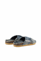 Diesel D-Woodstock-Crossover slides in frayed denim - Sandals Mens in Blue