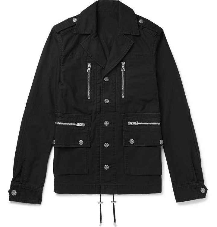 Photo: Balmain - Logo-Embossed Cotton-Gabardine Jacket - Black