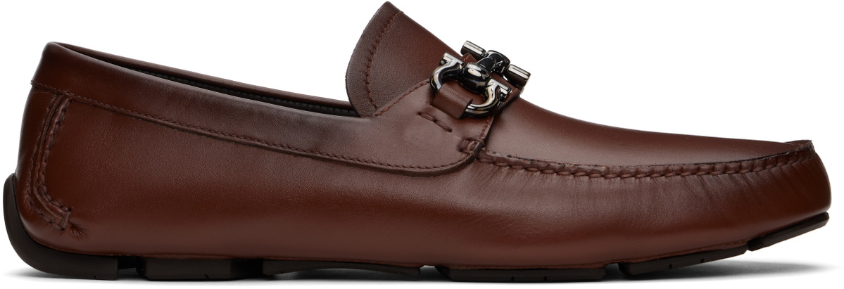 NEW SALVATORE FERRAGAMO men\'s driver with gancini ornament loafer in brown Men main image 2