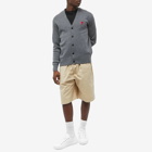 AMI Men's Small A Heart Cardigan in Heather Grey