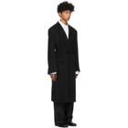 System Black Wool Wrap Tie Coat