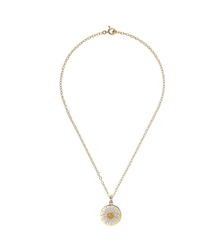 Photo: Yvonne Léon Mini Roi Soleil 18kt gold pendant necklace with diamonds and citrines