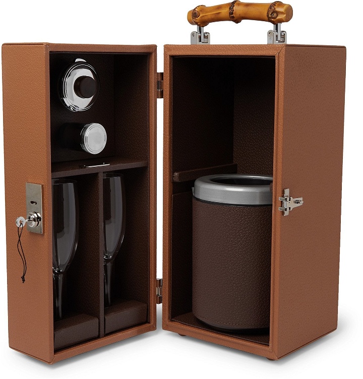 Photo: Lorenzi Milano - Full-Grain Leather and Bamboo Travel Champagne Cabinet - Brown