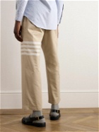 Thom Browne - Straight-Leg Cropped Striped Cotton-Twill Trousers - Neutrals