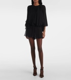 Saint Laurent Ruffled silk crêpe muslin playsuit