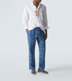 Kiton Printed linen straight pants