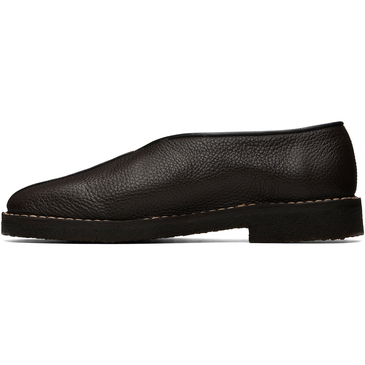 LEMAIRE Black Piped Crepe Slipper Loafers