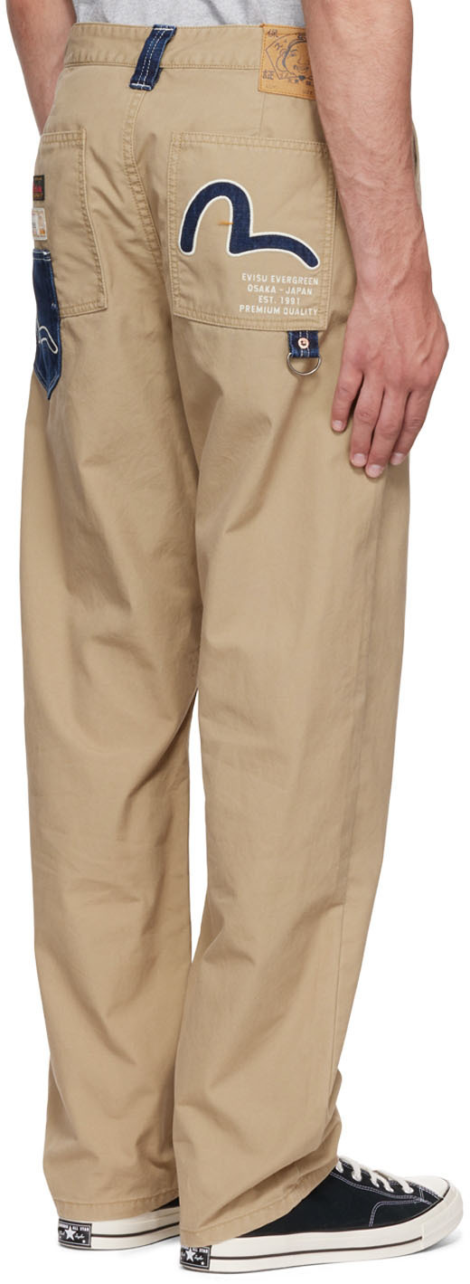 Evisu Beige Cotton Trousers