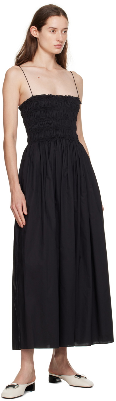 Matteau Black Shirred Maxi Dress