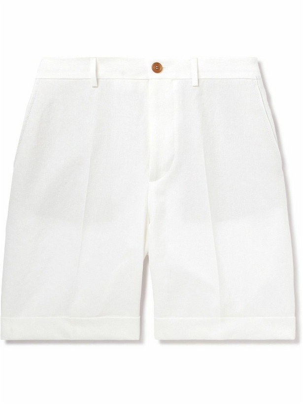Photo: Brunello Cucinelli - Straight-Leg Linen Bermuda Shorts - White