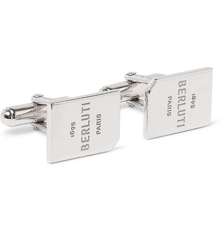 Photo: Berluti - Logo-Engraved Palladium-Plated Cufflinks - Silver