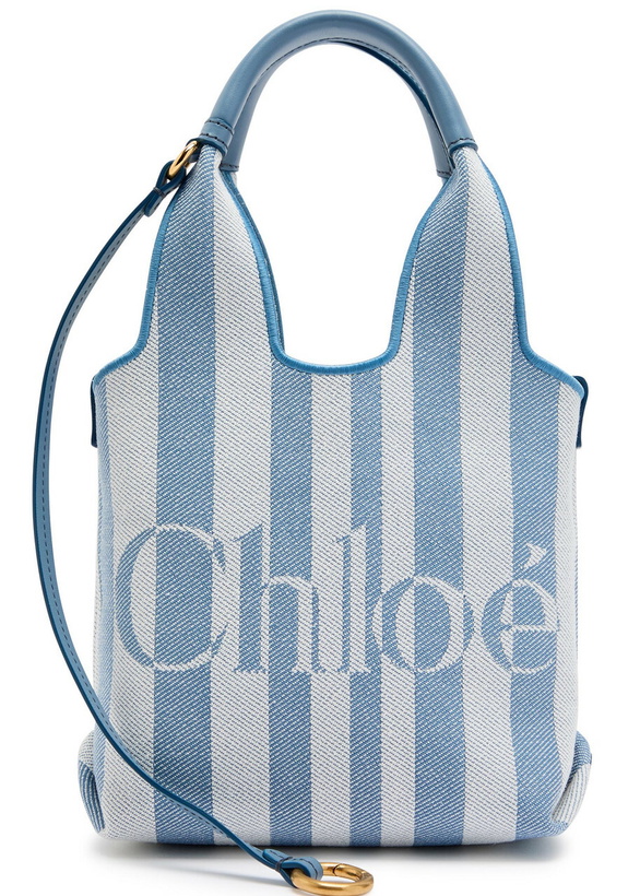 Photo: Chloe Stripy Logo-jacquard Canvas Tote bag - Blue And White - One Size