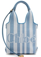 Chloe Stripy Logo-jacquard Canvas Tote bag - Blue And White - One Size