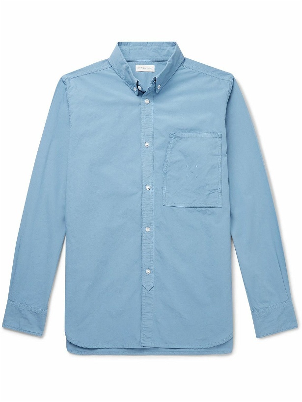 Photo: Pop Trading Company - Button-Down Collar Logo-Embroidered Cotton-Poplin Shirt - Blue