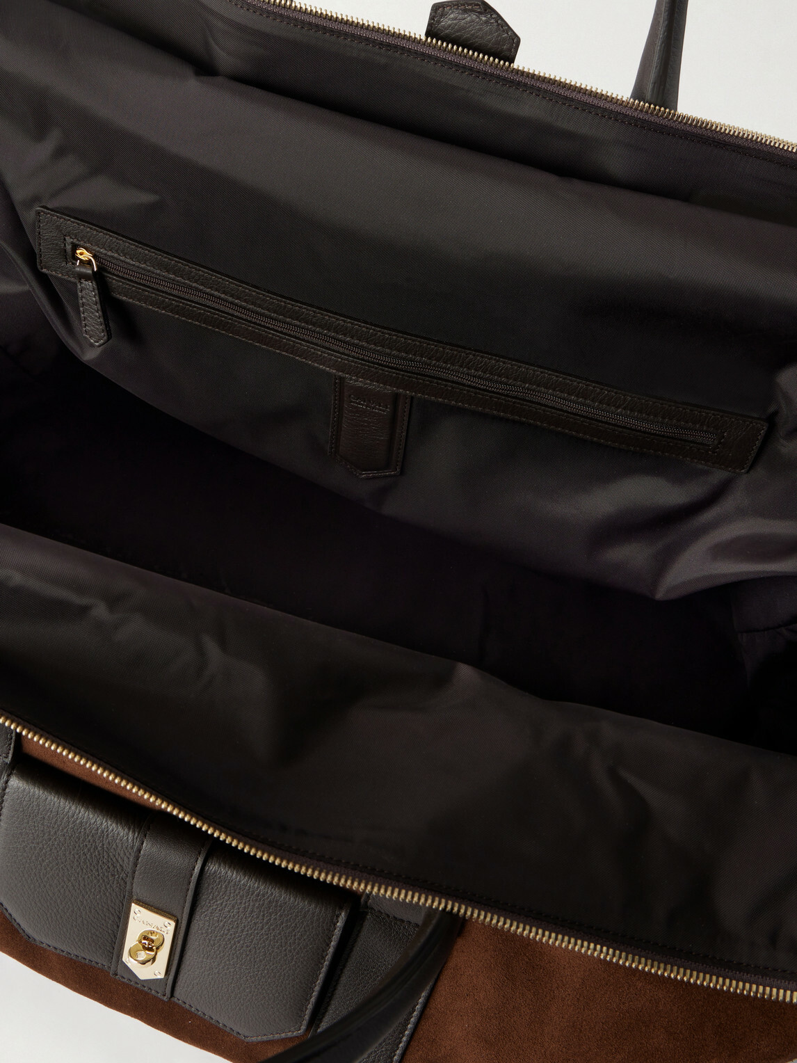 Canali - Leather-Trimmed Suede tote