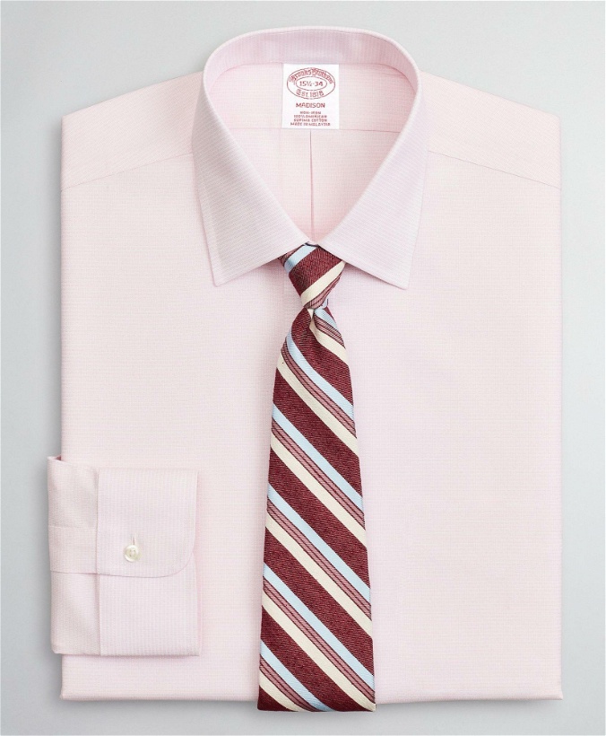 Photo: Brooks Brothers Men's Madison Relaxed-Fit Dress Shirt, Non-Iron Dobby Ainsley | Pink