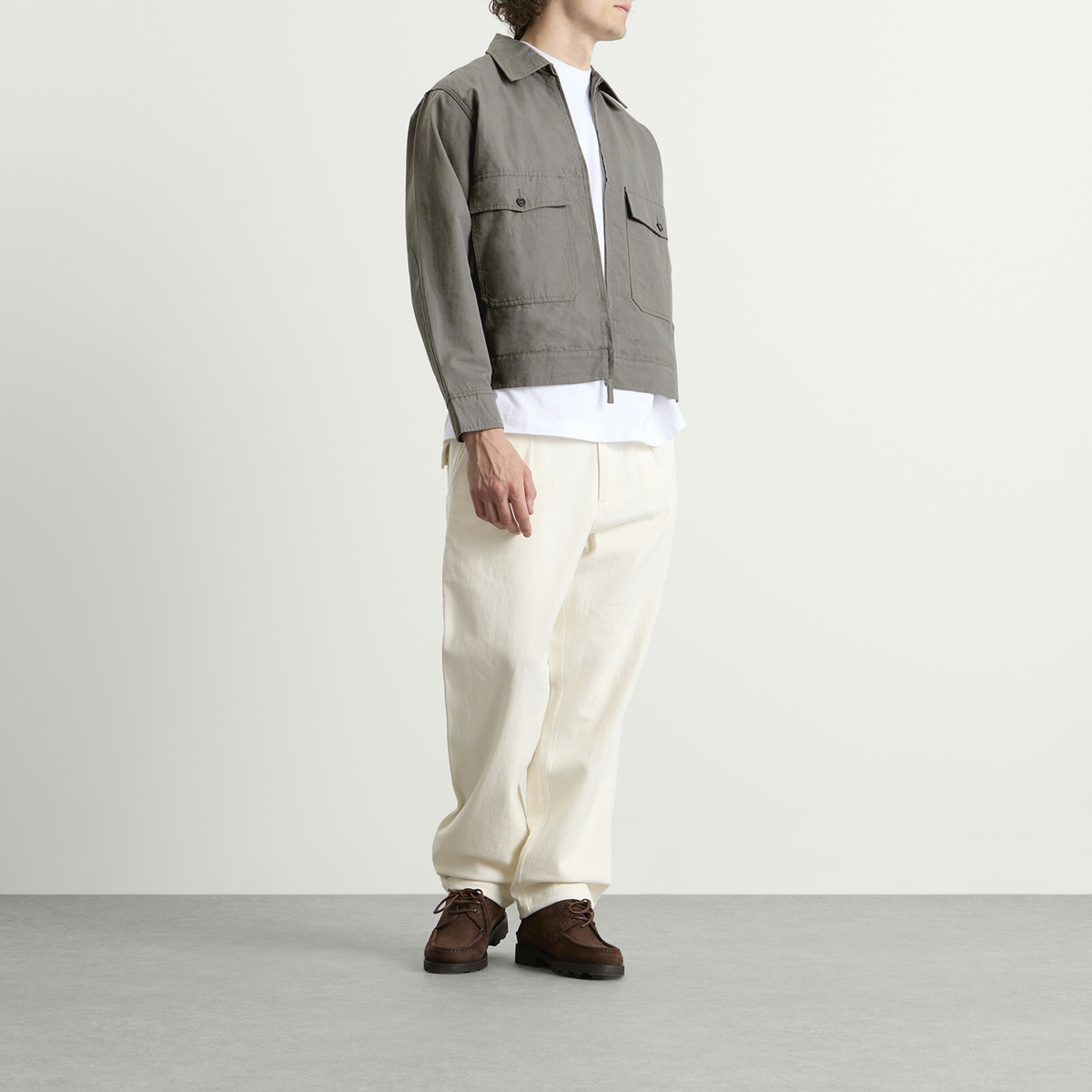 Universal Works Men's Linen Slub Weave S130 Jacket in Mid Grey
