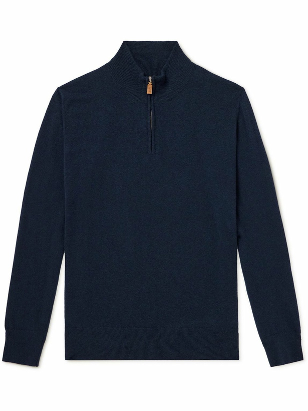 Photo: Kingsman - Wade Merino Wool and Cashmere-Blend Half-Zip Sweater - Blue