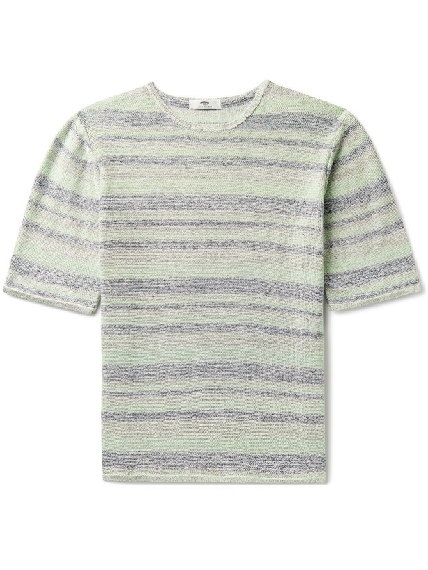 Photo: Inis Meáin - Striped Linen T-Shirt - Green