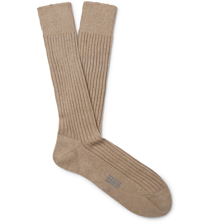 Photo: TOM FORD - Ribbed Cotton Socks - Neutrals