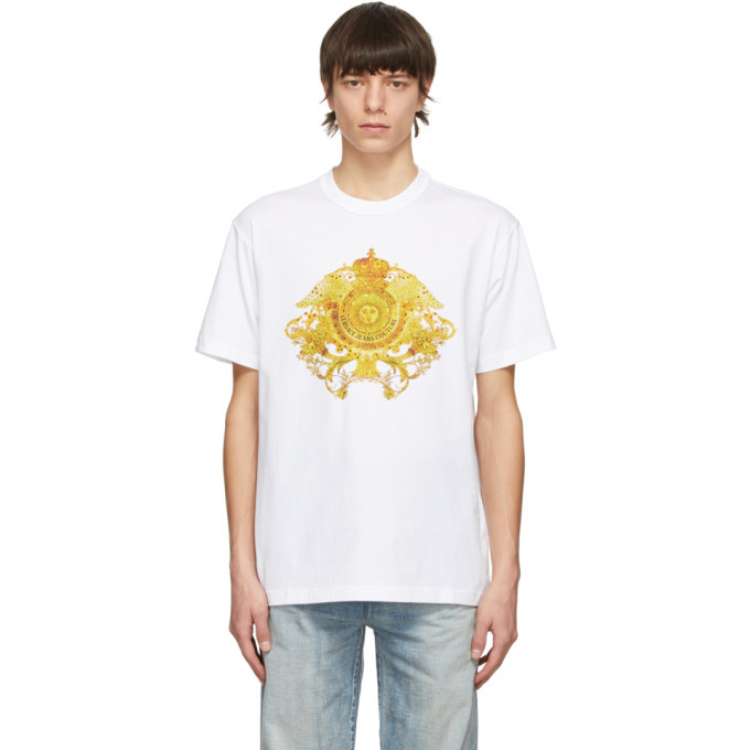 【関税&送料込】Versace Jeans Couture T-Shirt With Crystals T-shirt with contrasting crystal baroque print - VERSACE