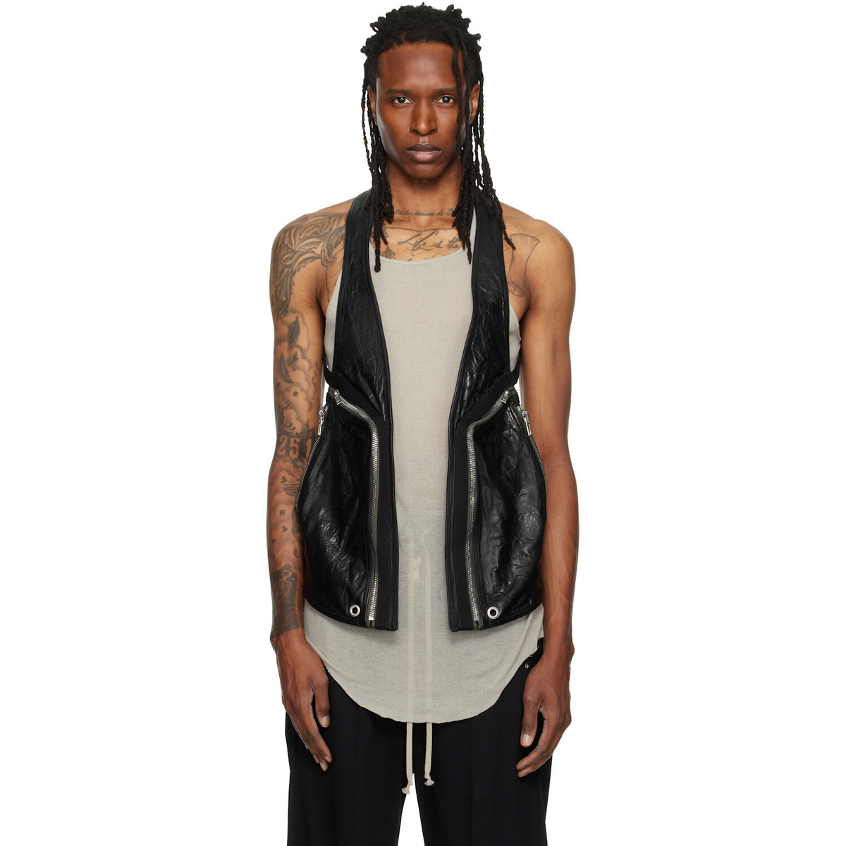 Rick Owens Black Tower Temple Leather Vest