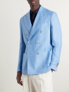 De Petrillo - Double-Breasted Linen Blazer - Blue