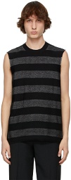 Comme des Garçons Homme Plus Black & Silver Horizontal Striped Sleeveless Sweater
