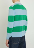 Allude Striped Wool and Cashmere-blend Polo Shirt Green
