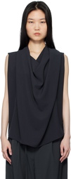 LE17SEPTEMBRE Navy Drape Sleeveless Tank Top