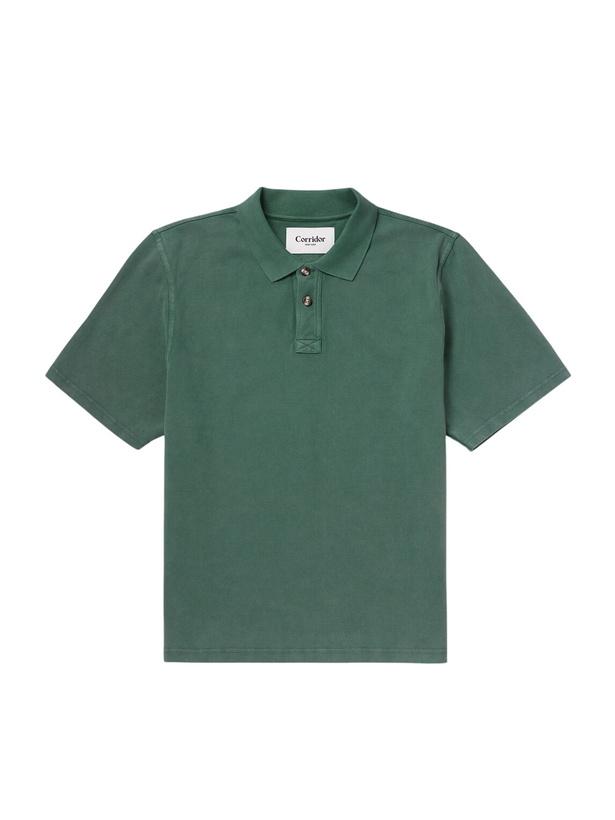 Photo: Corridor - Garment-Dyed Cotton-Piqué Polo Shirt - Green