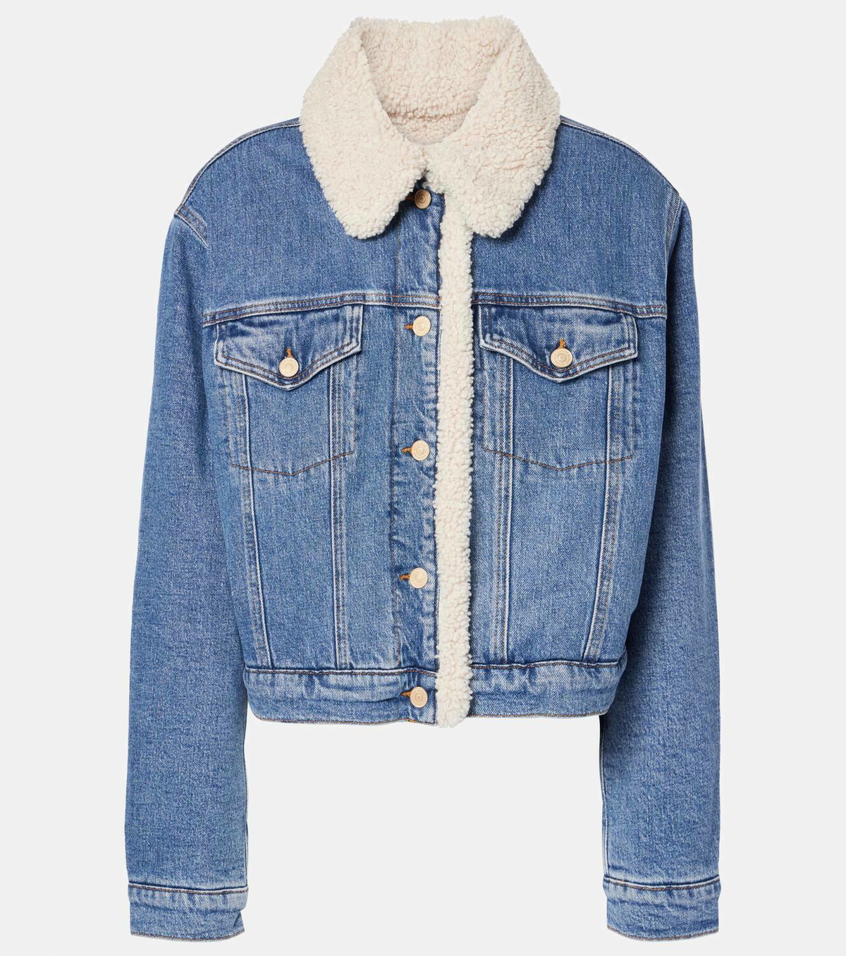 7 For All Mankind Teddy-trimmed denim jacket